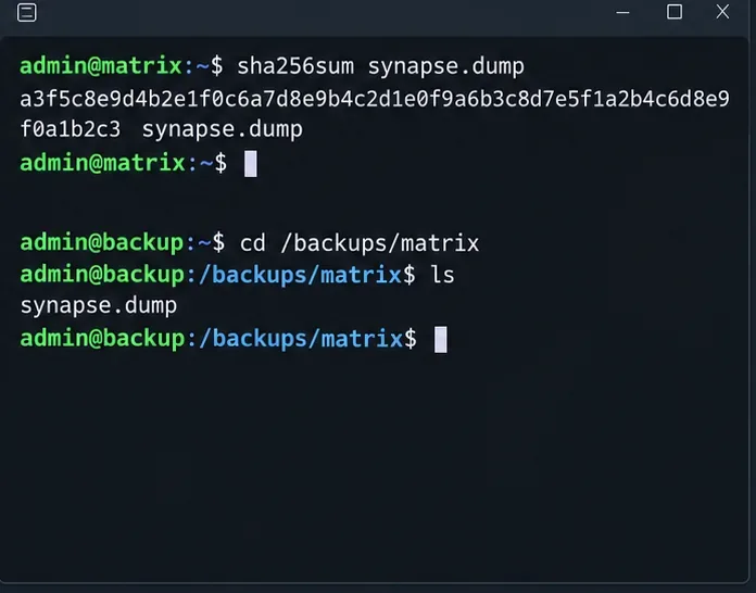 Matrix Synapse PostgreSQL 데이터베이스 백업 및 복원 방법