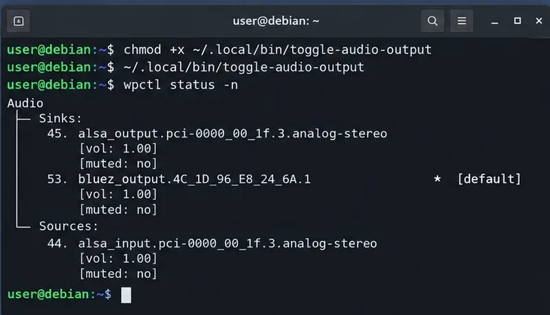 Come configurare uno script di commutazione dell'uscita audio PipeWire su Debian