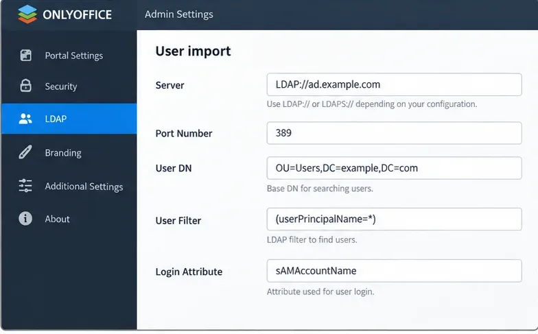 Cómo configurar la sincronización LDAP/Active Directory en ONLYOFFICE