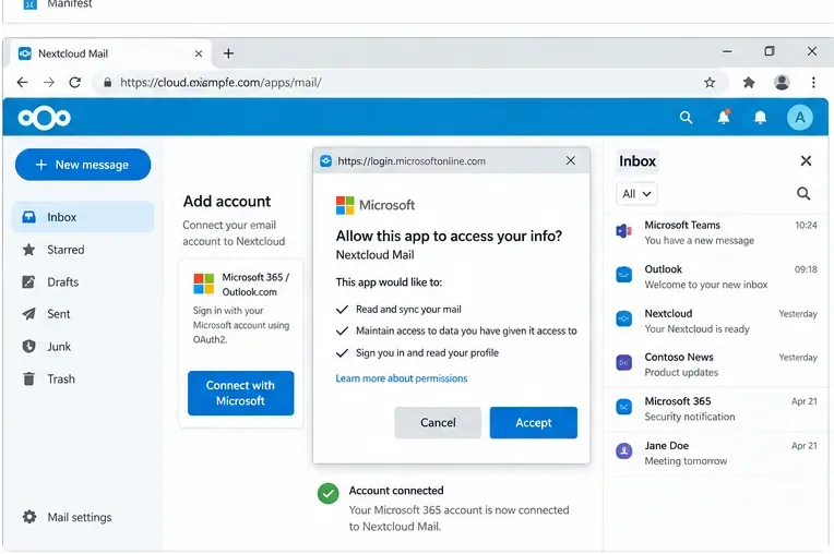NextcloudメールアプリをOAuth2認証で設定する方法