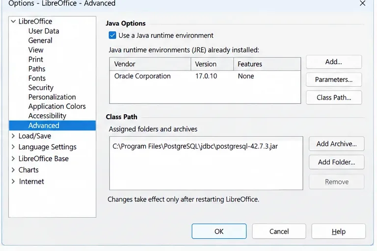 How to Connect LibreOffice Base to a PostgreSQL Database