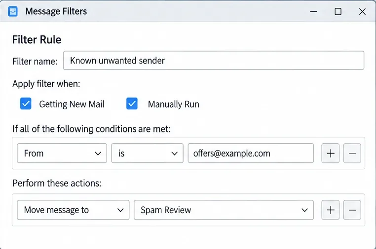 Wie man Spam-E-Mails in Thunderbird automatisch filtert und verschiebt