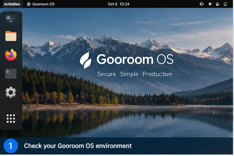 ภาพประกอบหน้าจอเดสก์ท็อป Gooroom OS ใช้เพื่อแนะนำขั้นตอนการติดตั้ง Chrome