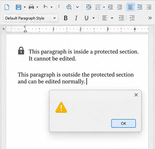 LibreOffice Writerで文書の特定セクションにパスワードを設定する方法