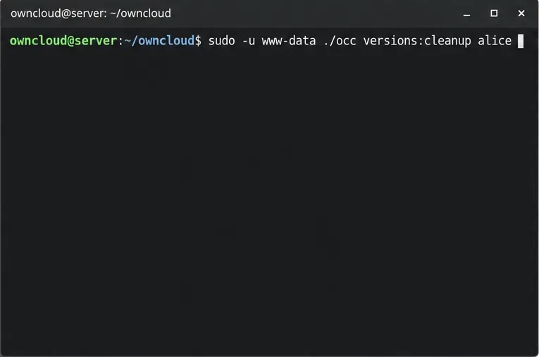 コマンドラインからownCloudのファイルバージョン履歴を削除する方法
