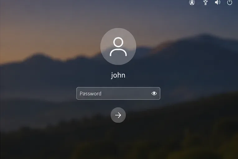 パスワード入力欄のある、ユーザー「john」のLinuxグラフィカルログイン画面