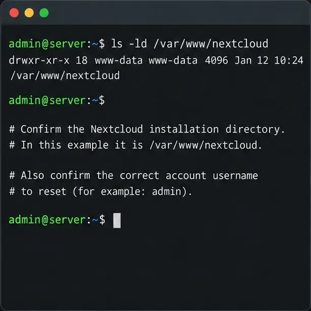 OCCを使用してNextcloud管理者パスワードをリセットする方法