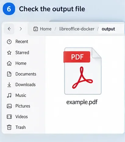 Gestore file che mostra il PDF generato accanto al documento Office originale dopo la conversione