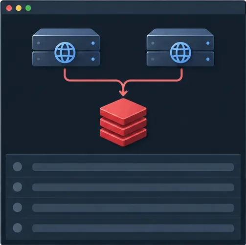 خادمان ويب مرتبطان بخدمة تخزين مؤقت مشتركة تشبه Redis، موضحة كمخطط خدمة مجرد.