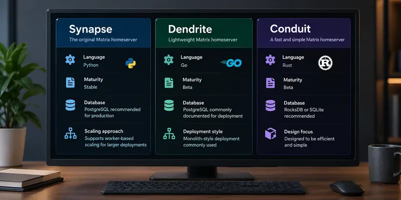Matrix Synapse, Dendrite, Conduit: 경량 서버 비교