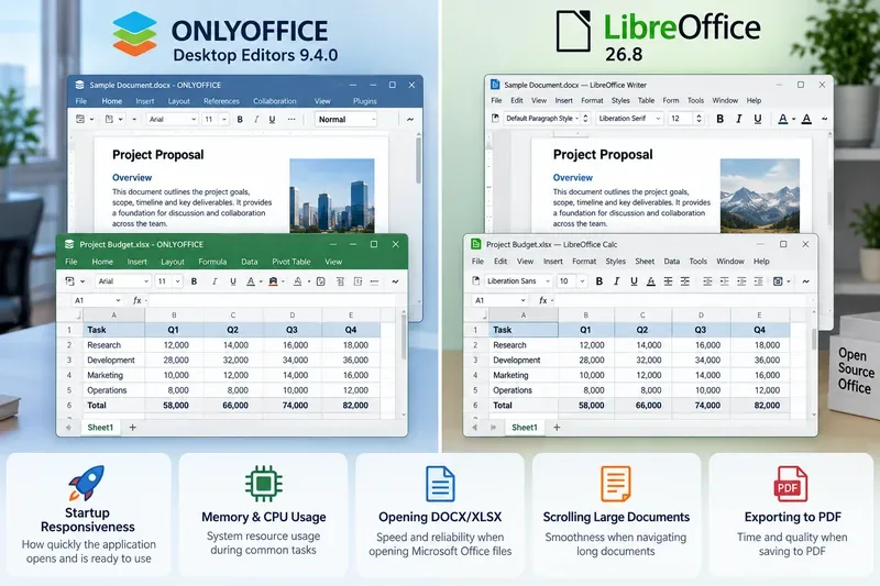 ONLYOFFICE 데스크톱 편집기와 LibreOffice 비교: 성능 벤치마크 및 실제 장단점 분석