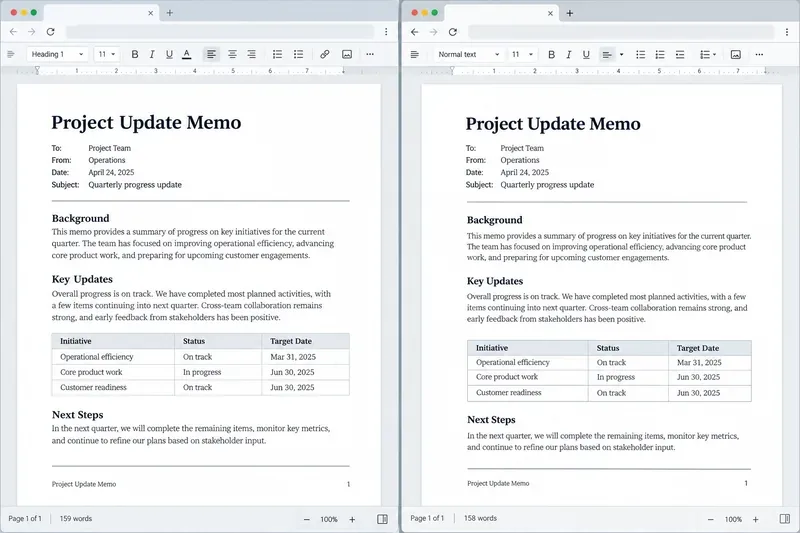 ONLYOFFICE DocsとMicrosoft 365 Web Apps：どちらが書式設定をより良く保持できるか？