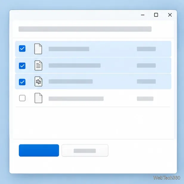 Conceptual cleanup confirmation view with three selected rows and one unchecked row.