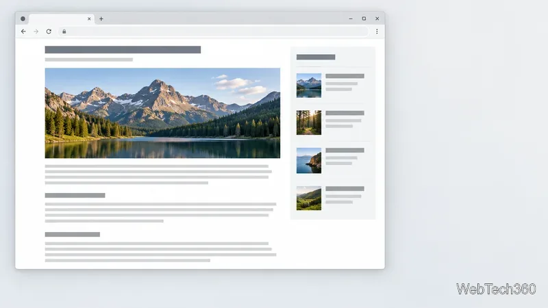 Fenêtre de navigateur minimaliste affichant une page simple avec une photo et de courts textes