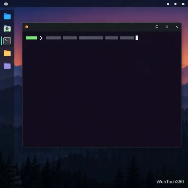 A dark terminal window on a Linux desktop is ready for a command