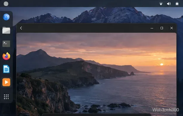 A minimal GTK-style Linux video player showing a coastline scene.