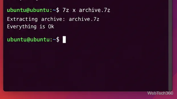 Estrazione dell'archivio 7z dal Terminale di Ubuntu con il comando 7z x