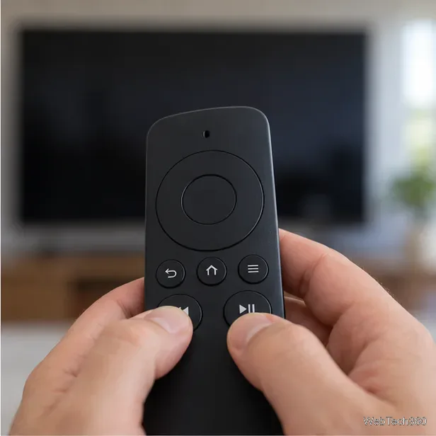 Fire TVのリモコンを使って、デバイスが反応するかどうかを確認している。