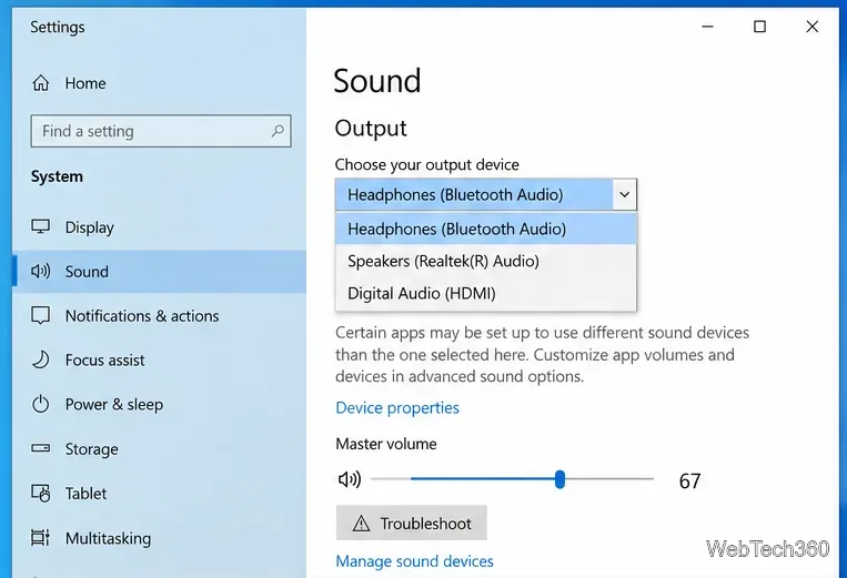 Coupure automatique du son lorsque les écouteurs sont débranchés sous Windows 10