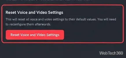 Discordの音声とビデオ設定のリセットコントロールは、音声とビデオ設定で操作できます。