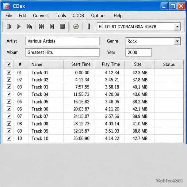 CDex: オーディオCDをMP3またはWAVにリッピングする