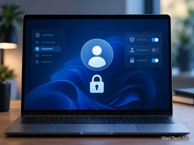 Laptop exibindo um conceito genérico de tela de bloqueio e login de conta do Windows
