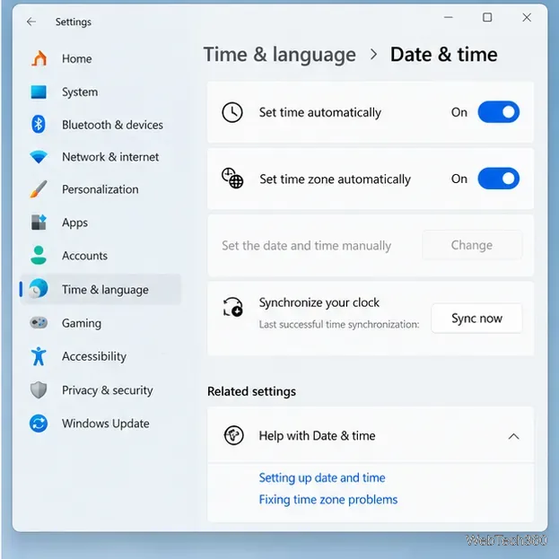 การตั้งค่าวันที่และเวลาของ Windows โดยเปิดใช้งานการซิงโครไนซ์เวลาและนาฬิกาอัตโนมัติ