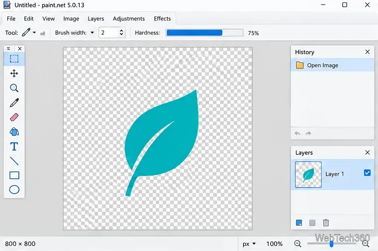 Как добавить тень в Paint.NET на Windows 10