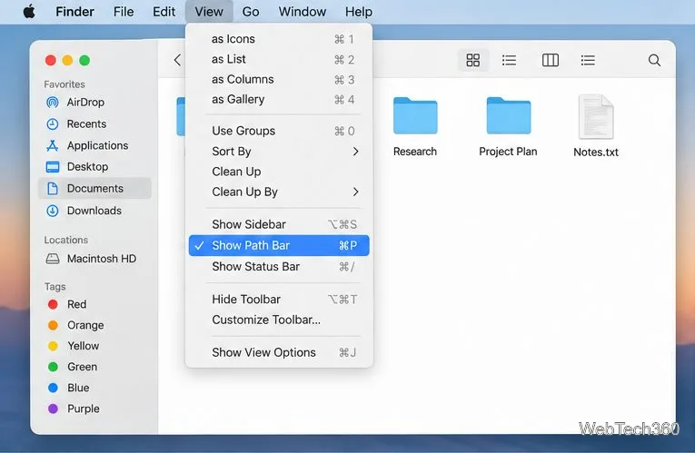 Как добавить адресную строку в Finder на macOS