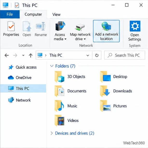 Cómo agregar un equipo de red a Este PC en Windows 10