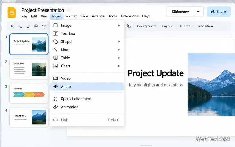 Come aggiungere l'audio a Google Presentazioni: guida passo passo