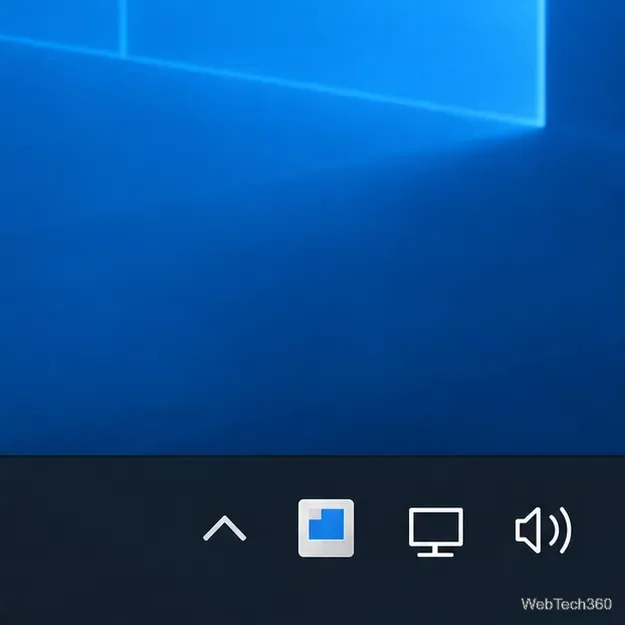 Zone de notification de Windows 10 avec la flèche des icônes cachées et une icône d'utilitaire dans la barre des tâches.