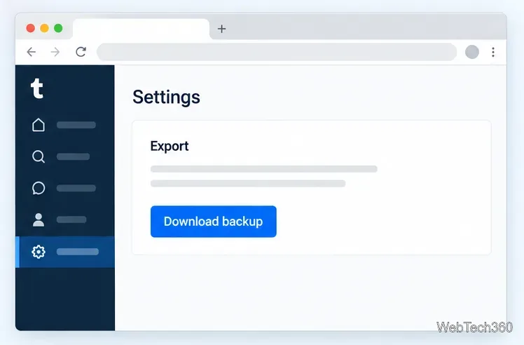 Tumblrブログのエクスポートページにダウンロードバックアップボタンが表示されます