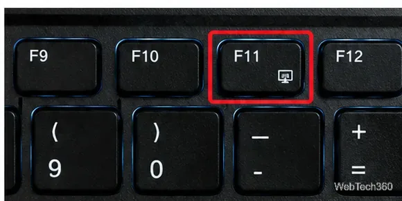 Teclas de función del teclado de PC con F11 resaltada