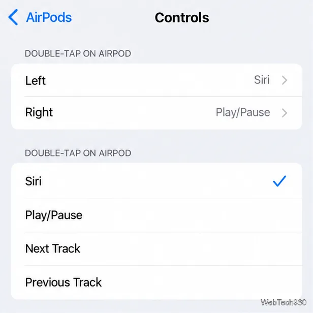 AirPodsのダブルタップで左右別々の操作と再生アクションが可能なコントロール画面を操作