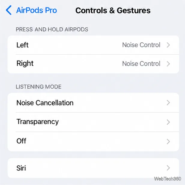 AirPods Proの操作とジェスチャー画面(左右の長押し操作を含む)