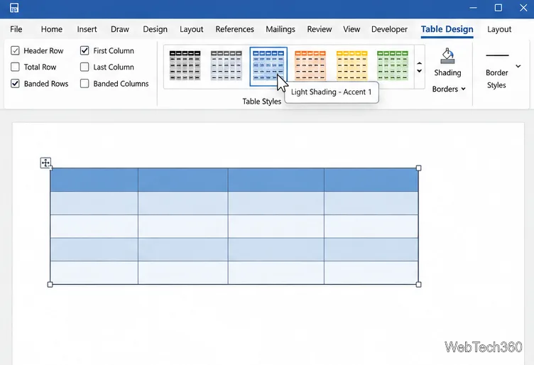 Como alterar o estilo de todas as tabelas no Microsoft Word