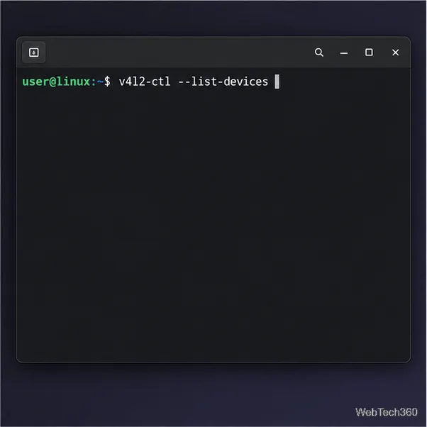 En una terminal de Linux se muestra el comando v4l2-ctl que se utiliza para listar los dispositivos de cámara.