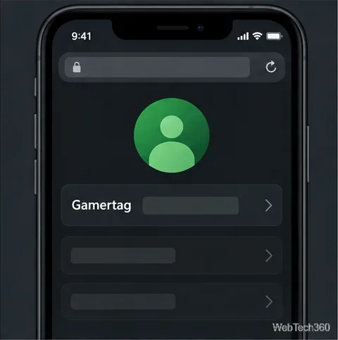 Phone browser showing an Xbox profile with a Gamertag row.