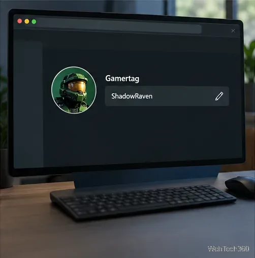 Desktop Xbox profile page with a gamertag row and edit pencil.