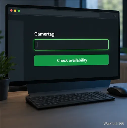 Desktop gamertag form with an entry field and availability check.