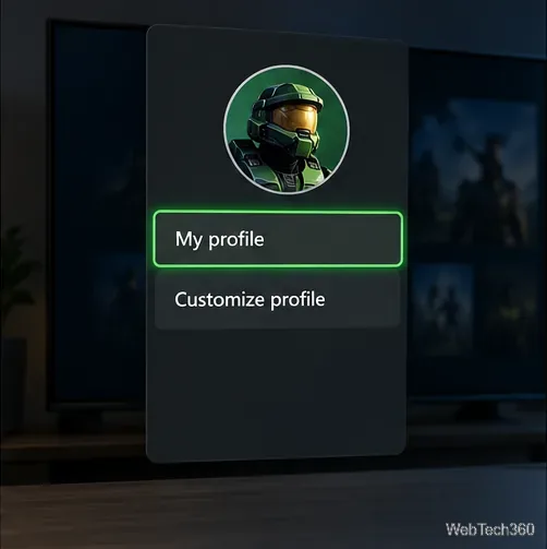 Console profile menu showing My profile and Customize profile.