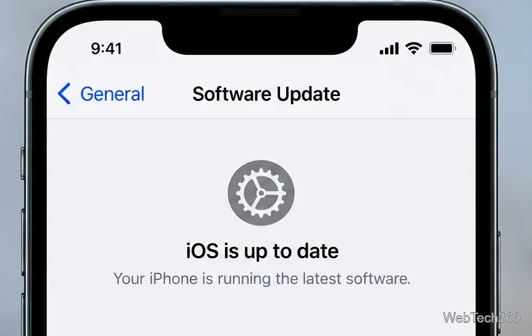 iPhone Software Update screen showing that iOS is up to date