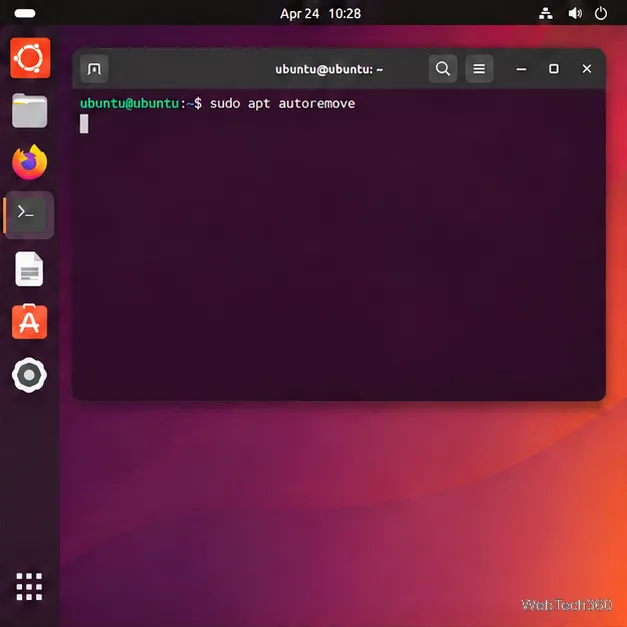 Ubuntu Terminal showing the sudo apt autoremove command