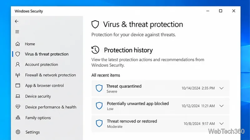 Как очистить историю защиты в Windows Defender на Windows 10