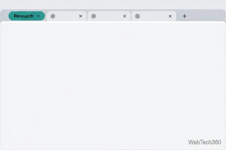 Collapsed Research tab group with its member tabs hidden from the tab strip