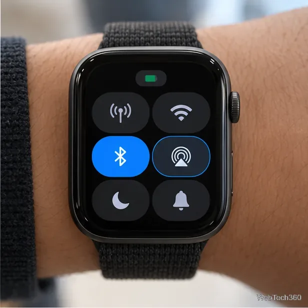 Central de Controle do Apple Watch com o controle de saída de áudio do AirPlay visível.