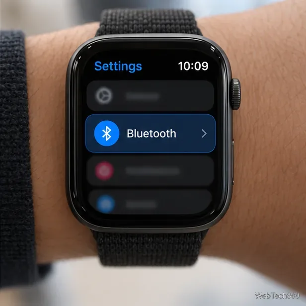 Tela de Ajustes do Apple Watch com Bluetooth destacado.