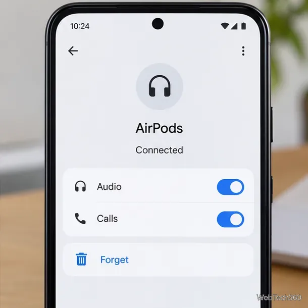 AndroidのBluetoothデバイスページに、AirPodsの「削除」オプションが表示されている。