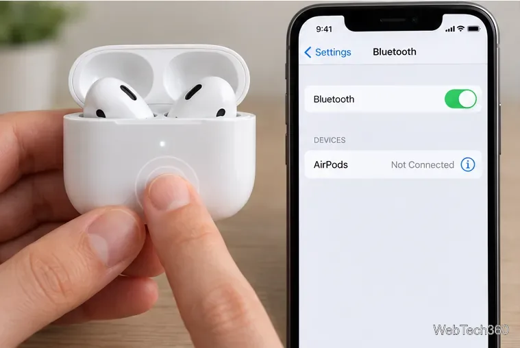 Com a ponta do dedo, é possível tocar duas vezes na parte frontal de um estojo de AirPods moderno enquanto a luz indicadora branca está acesa.